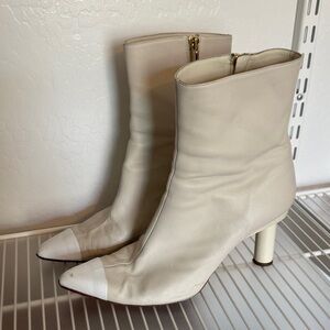 Tibi White Leather Side Zip Booties size 40